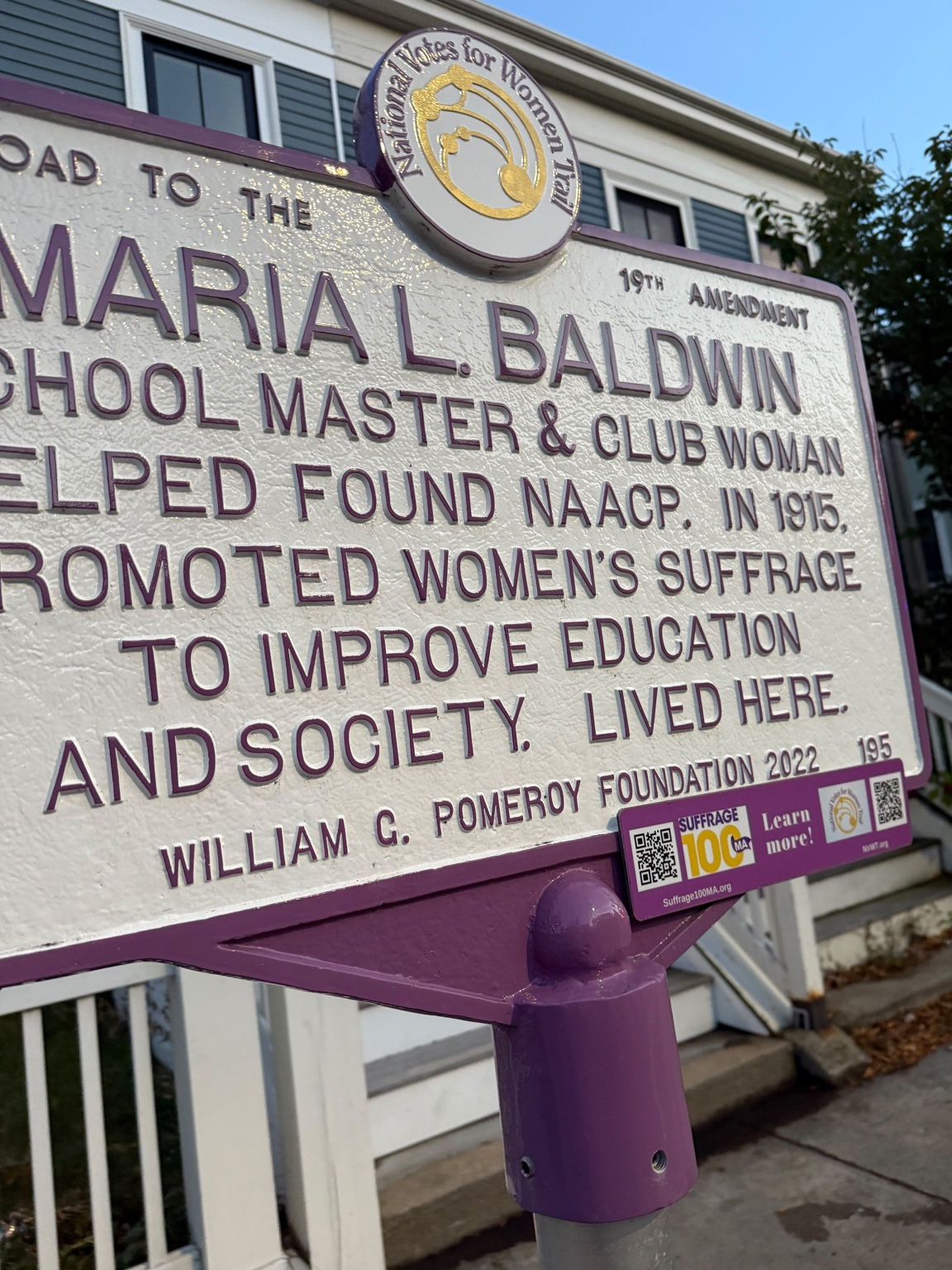 The Maria L. Baldwin marker — DinhLe Cambridge at 196 Prospect Street